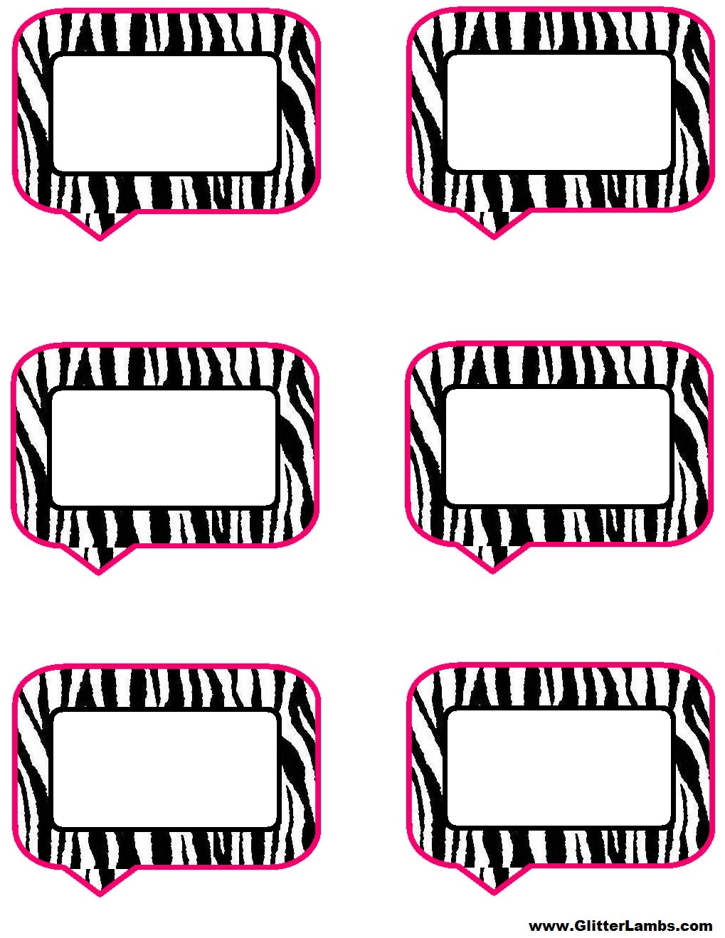 Free Pink Zebra Birthday Party Food Cards Printables &amp; Cupcake Toppers
